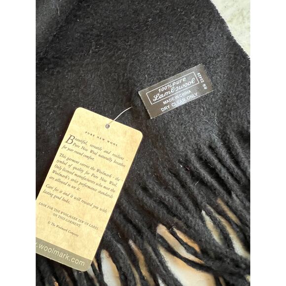 Bali Lambswool Fringed Scarf Black - Picture 6 of 6